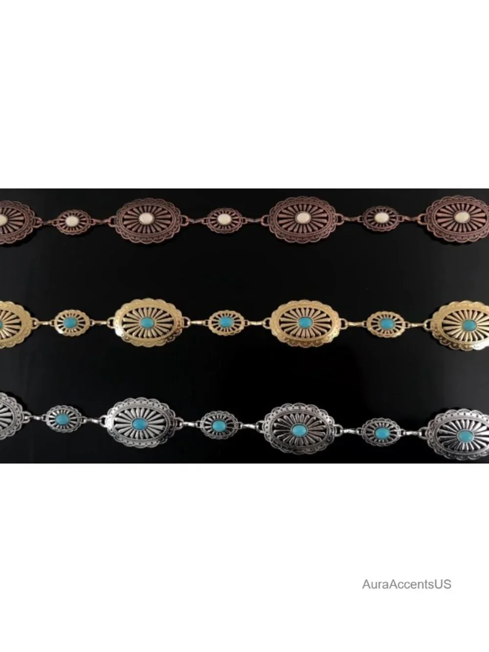 Western Metal Concho Belt for Women Cowgirl Chain Belts for Jeans Country